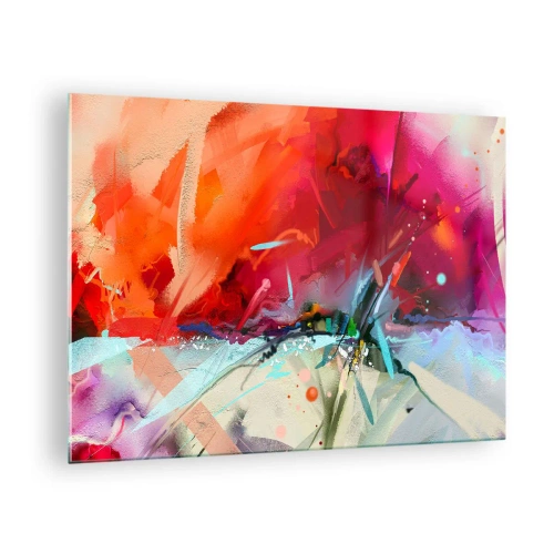 Schilderen op glas - Een abstracte explosie van kleuren en licht in een dynamische compositie. - 70x50cm - Een explosie van licht en kleuren - Moderne wanddecoratie voor woonkamer en slaapkamer ARTTOR