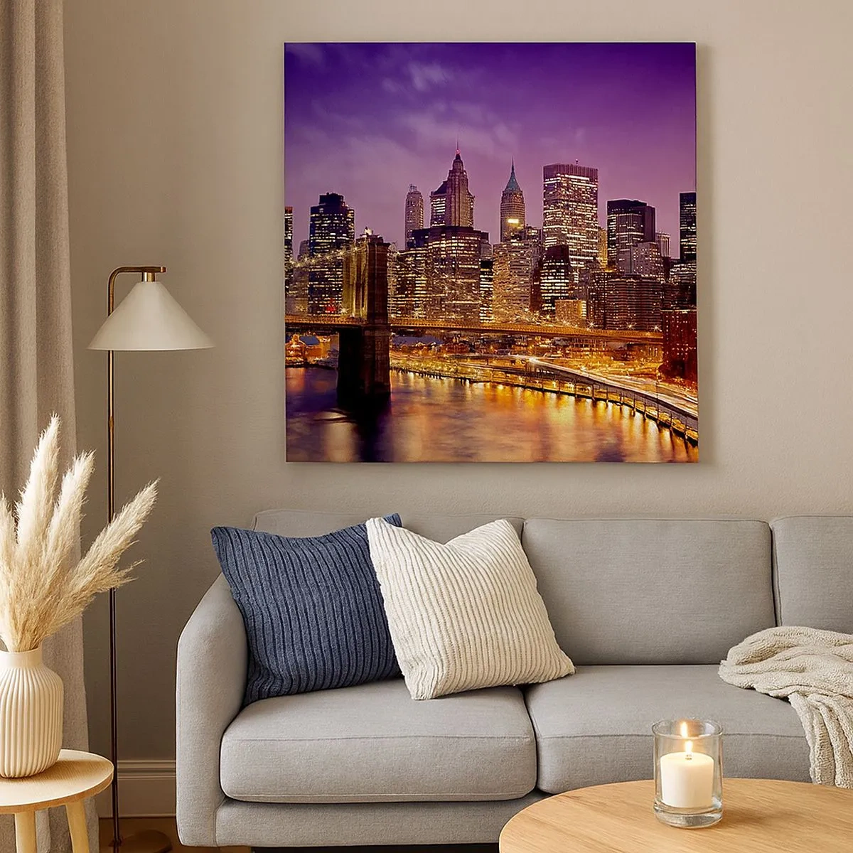Schilderen op canvas - Violet-goud Manhattan - 30x30 cm