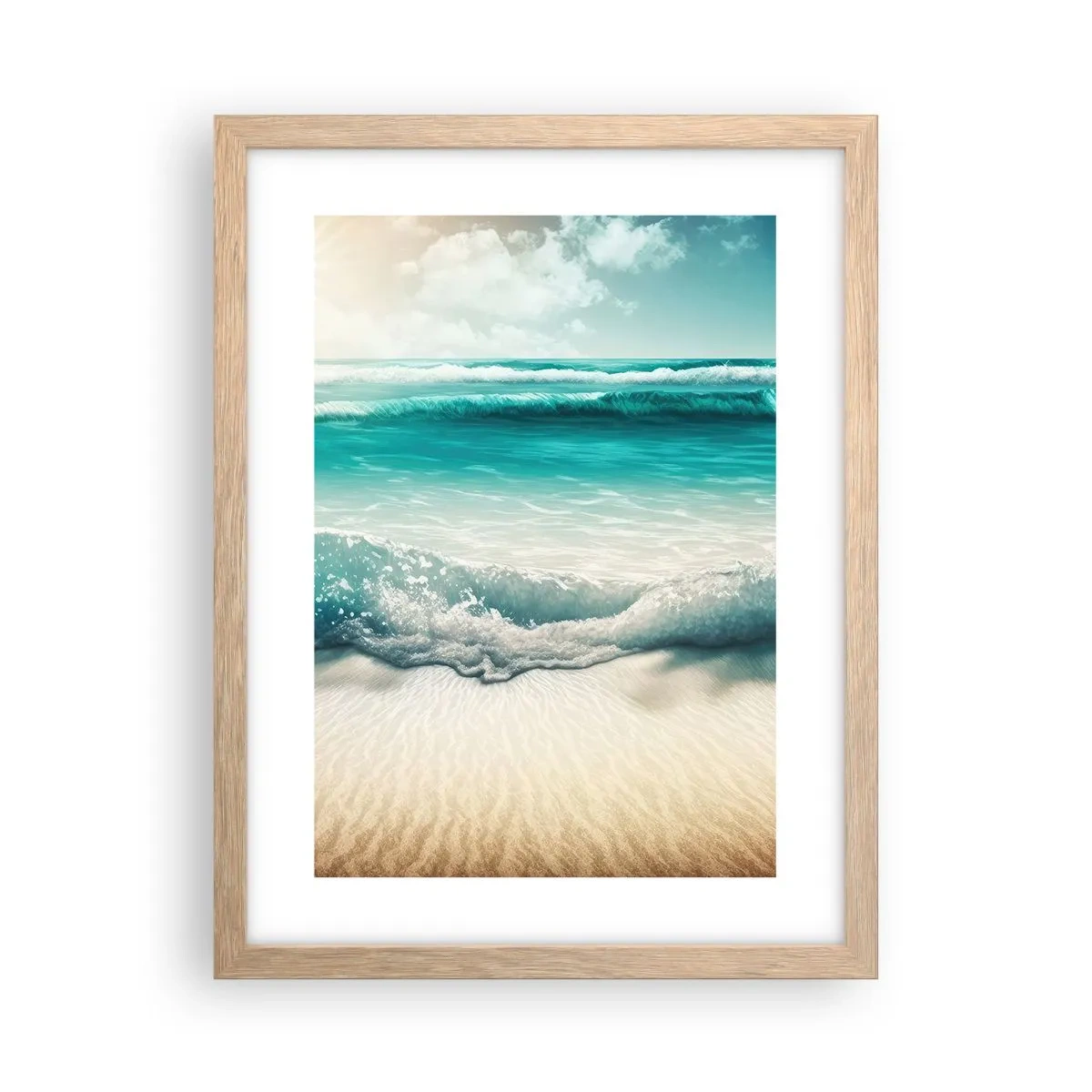 Een poster in een licht eiken lijst - De vrede van de oceaan - 30x40 cm