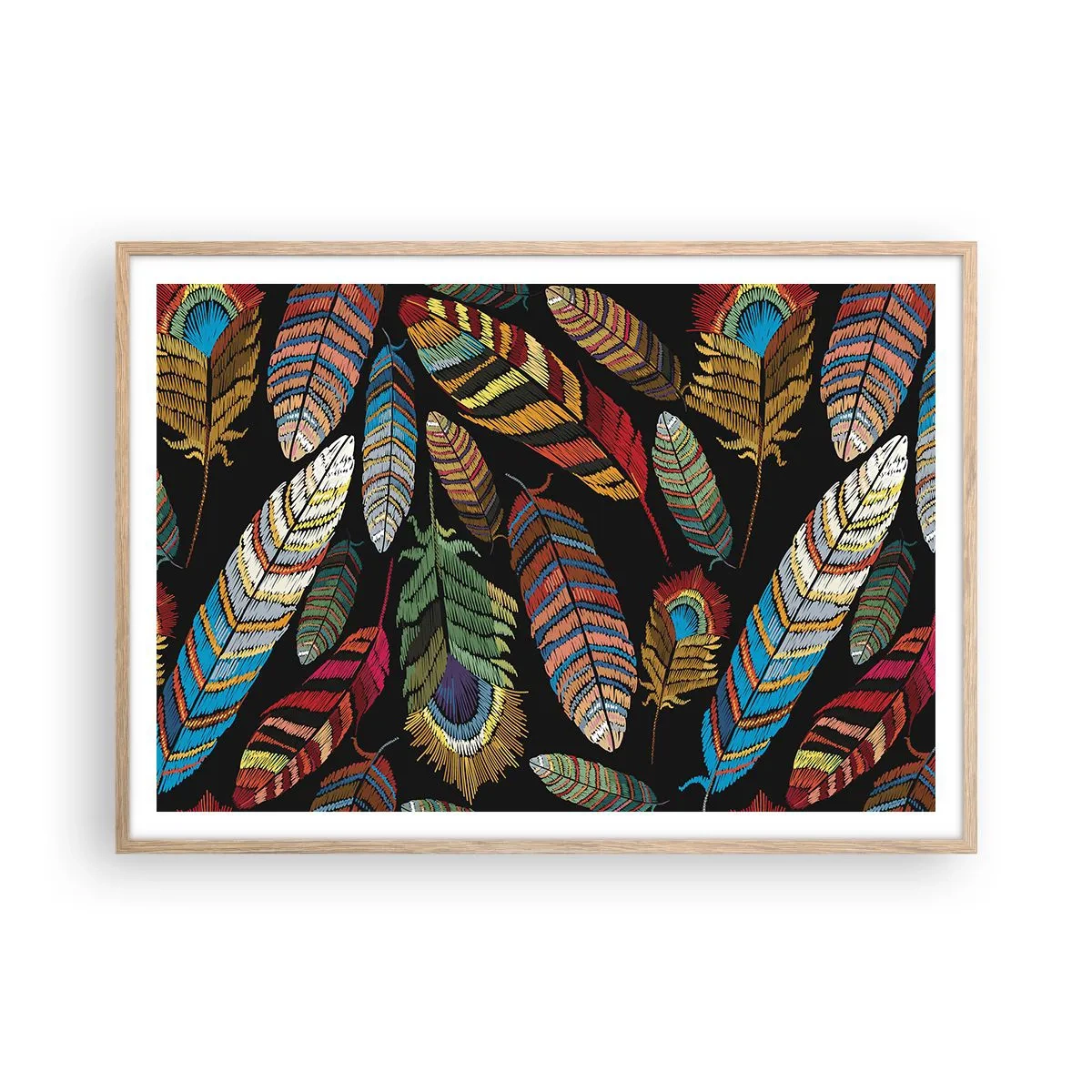 Een poster in een licht eiken lijst - Het vogelcarnaval - 100x70 cm