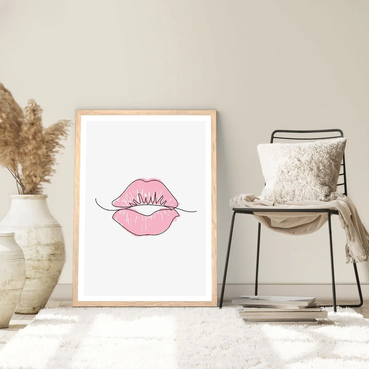 Een poster in een licht eiken lijst - Klaar om te kussen? - 70x100 cm