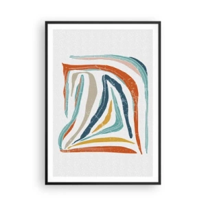 Poster in een zwarte lijst - Abstractie met een vriendelijke glimlach - 70x100 cm