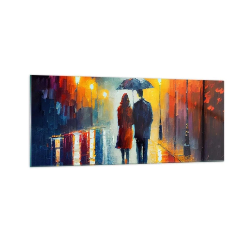 Schilderen op glas - Samen – een kleurrijke nacht - 100x40 cm