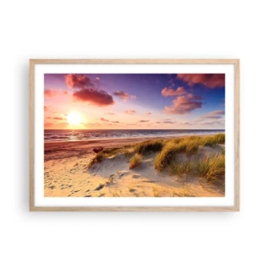 Een poster in een licht eiken lijst - De lucht ruikt al in de zomer - 70x50 cm