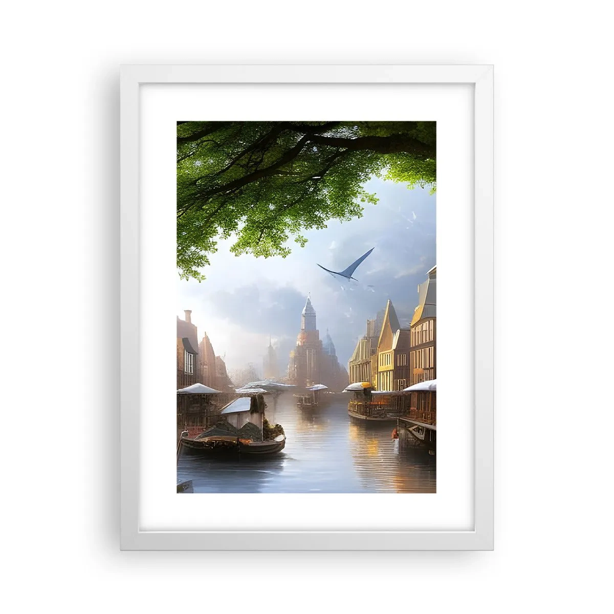 Poster in een witte lijst - Hollands stadsbeeld - 30x40 cm