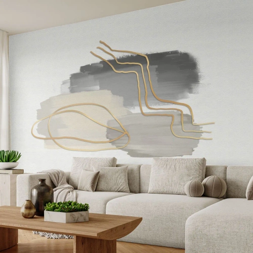 Fotobehang Premium Canvas - Duur en beweging - Abstractie, Deel, Goud - 200x140 cm