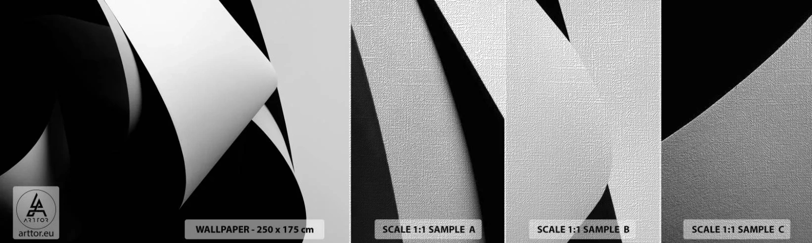 Fotobehang Monster Premium Canvas - Lichtvlakken uit de diepten van de schaduw - 3D, Ingetogen, Vormen - 100x30 cm