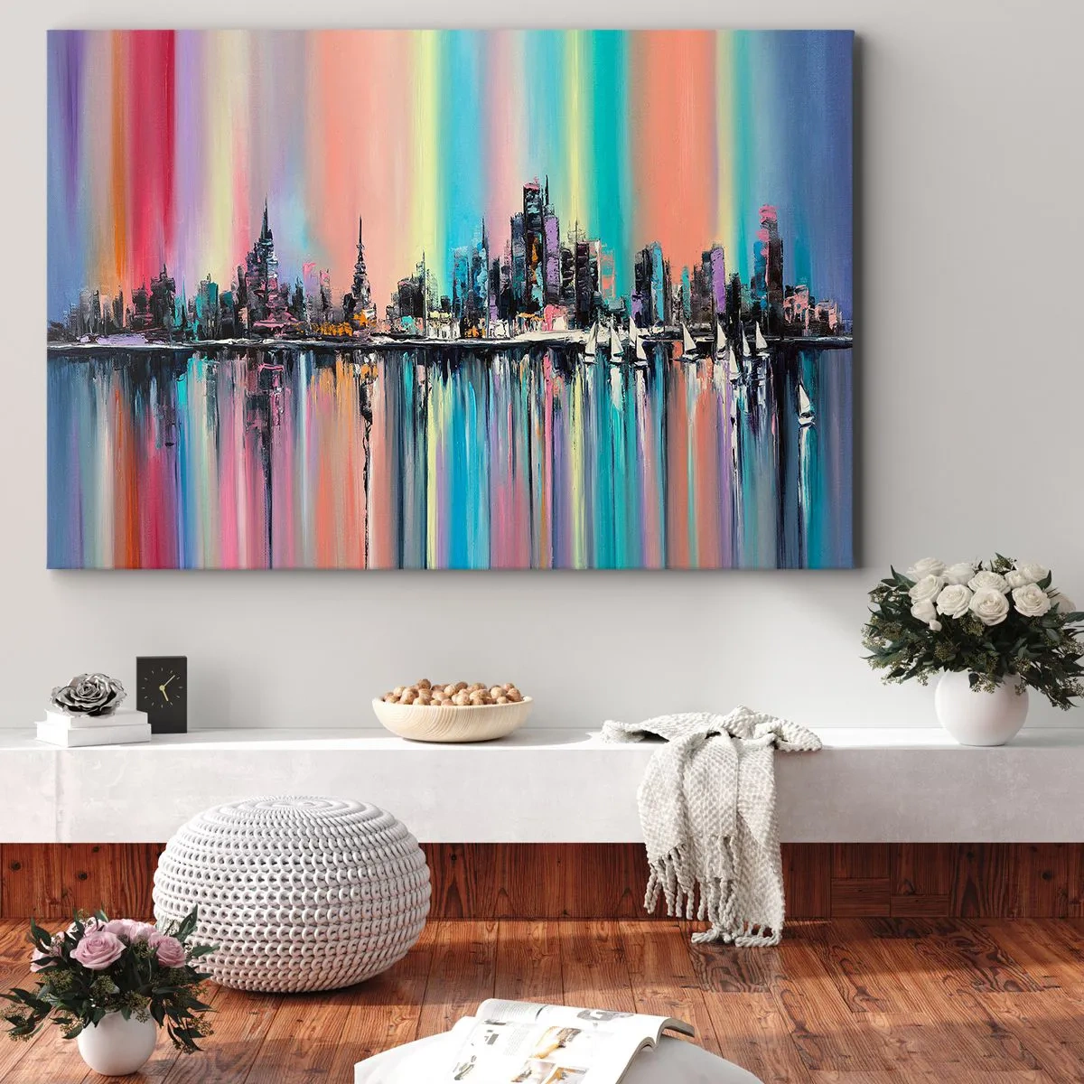 Schilderen op canvas - Om in het licht van de nacht te vallen - 120x80 cm
