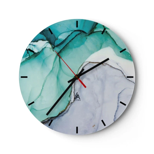 Wandklok - Klok - Een studie in turkoois - 40x40 cm