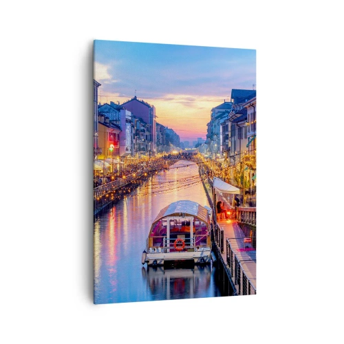 Schilderen op canvas - Een avond vol licht en plezier - 70x100 cm