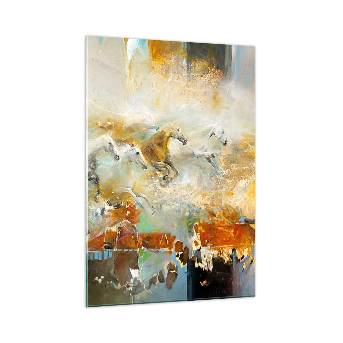 Schilderen op glas - Galopperen door het licht - 50x70 cm