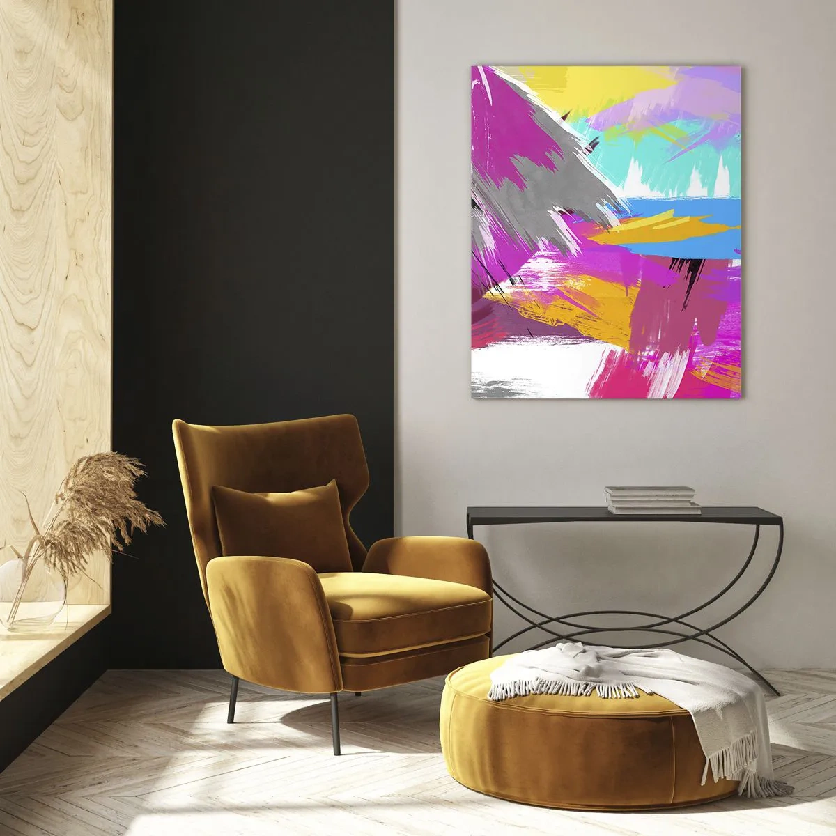 Schilderen op glas - Man, man, man en weer man - 50x70 cm