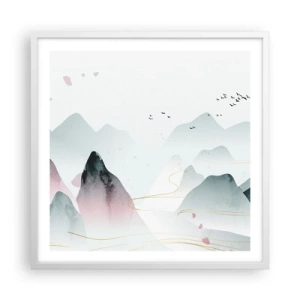 Poster in een witte lijst - Over de toppen - 60x60 cm