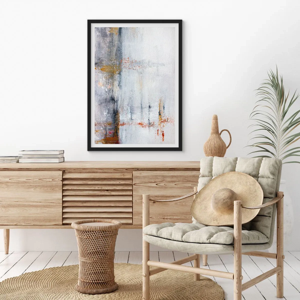 Poster in een zwarte lijst - Achter de luchtgordijn - 61x91 cm