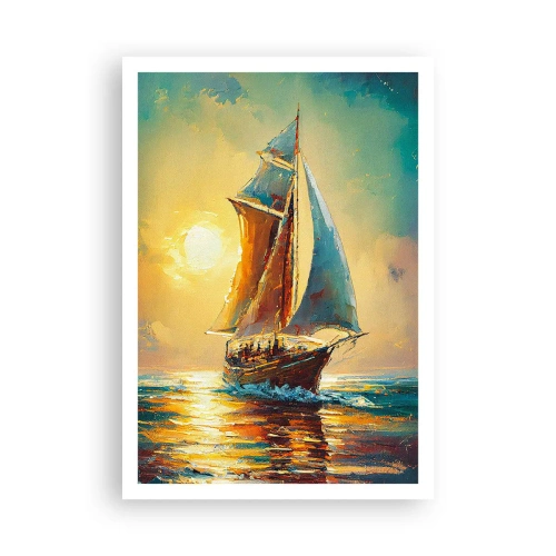 Poster - Onder vol zeil - 70x100 cm