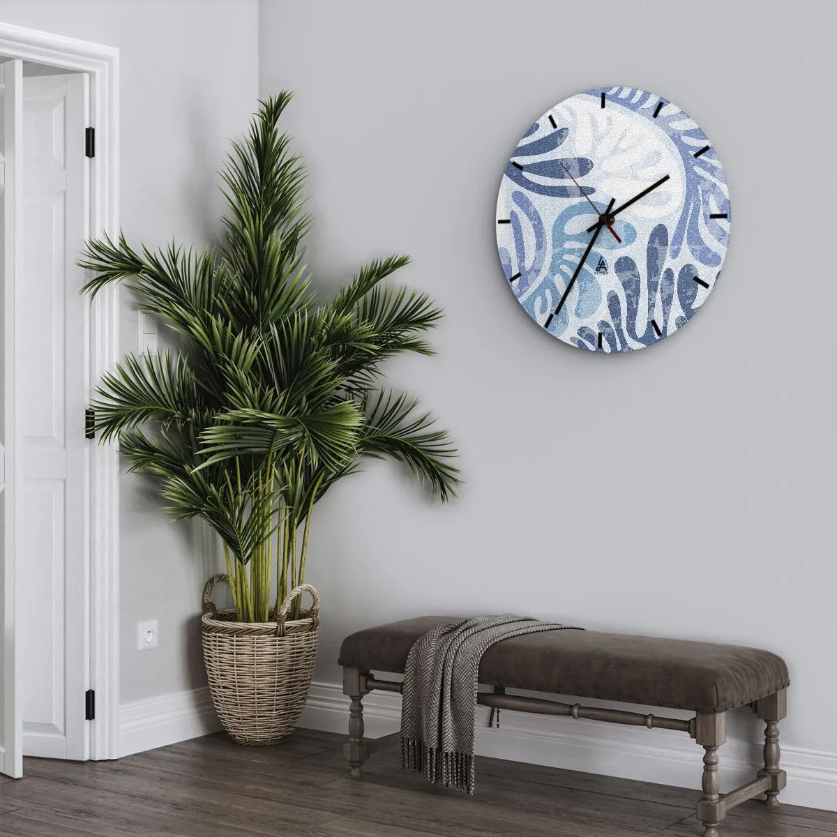 Wandklok - Klok - Blauwe varens - 30x30 cm