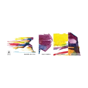 Fotobehang Monster Zelfklevend Deluxe Sticker - Rennend over de regenboog - Abstractie, Sport, Loper - 100x30 cm