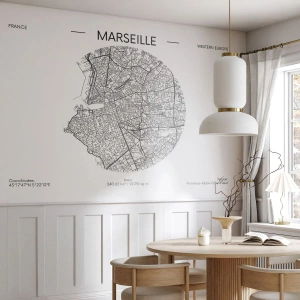 Fotobehang Standard Eco - Anatomie van Marseille - Kaart, Marseille, Frankrijk - 500x350 cm