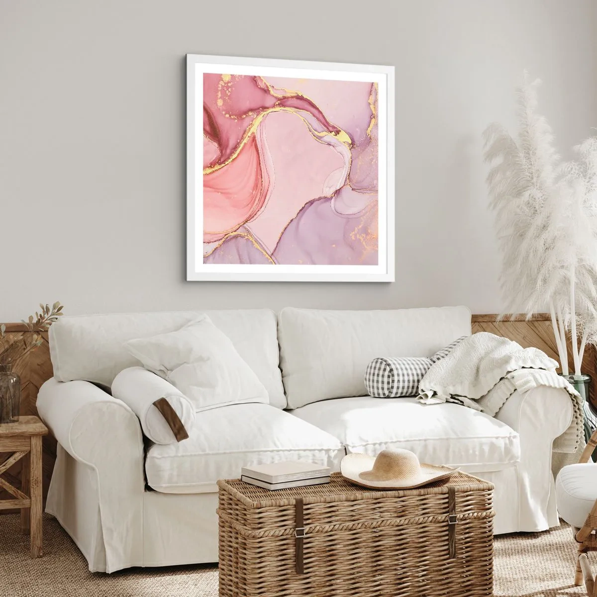 Poster in een witte lijst - Een streling van kleuren - 40x40 cm