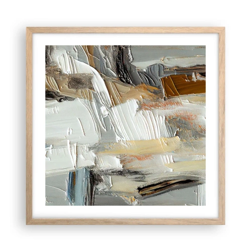 Een poster in een licht eiken lijst - Kleurrijke lagen - 50x50 cm