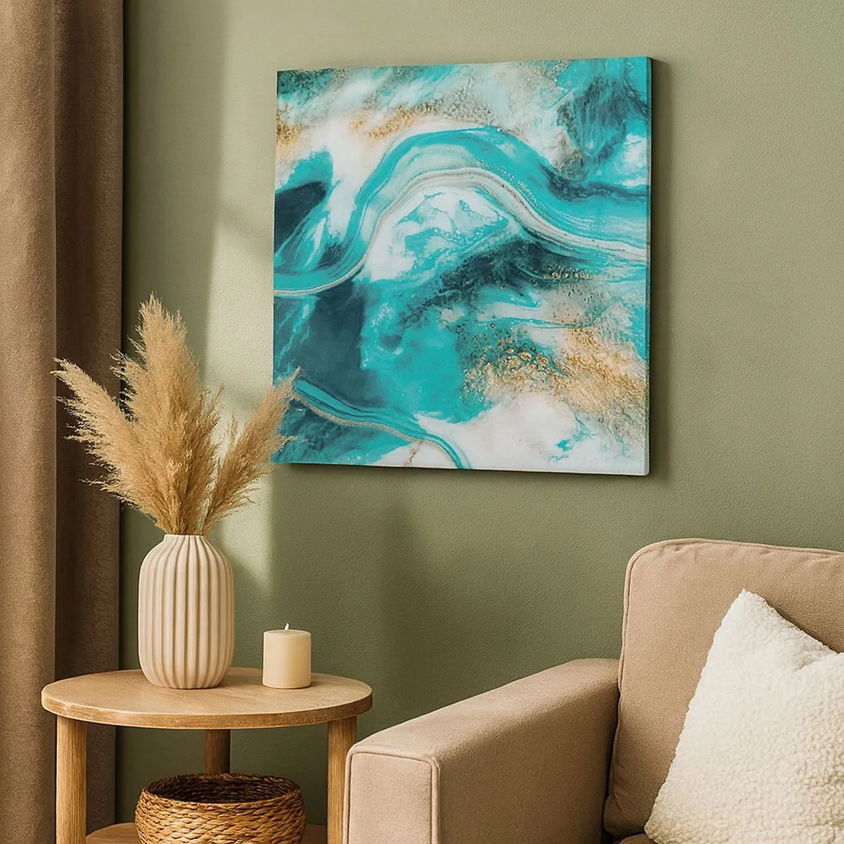 Schilderen op canvas - De rivier van goud - 30x30 cm