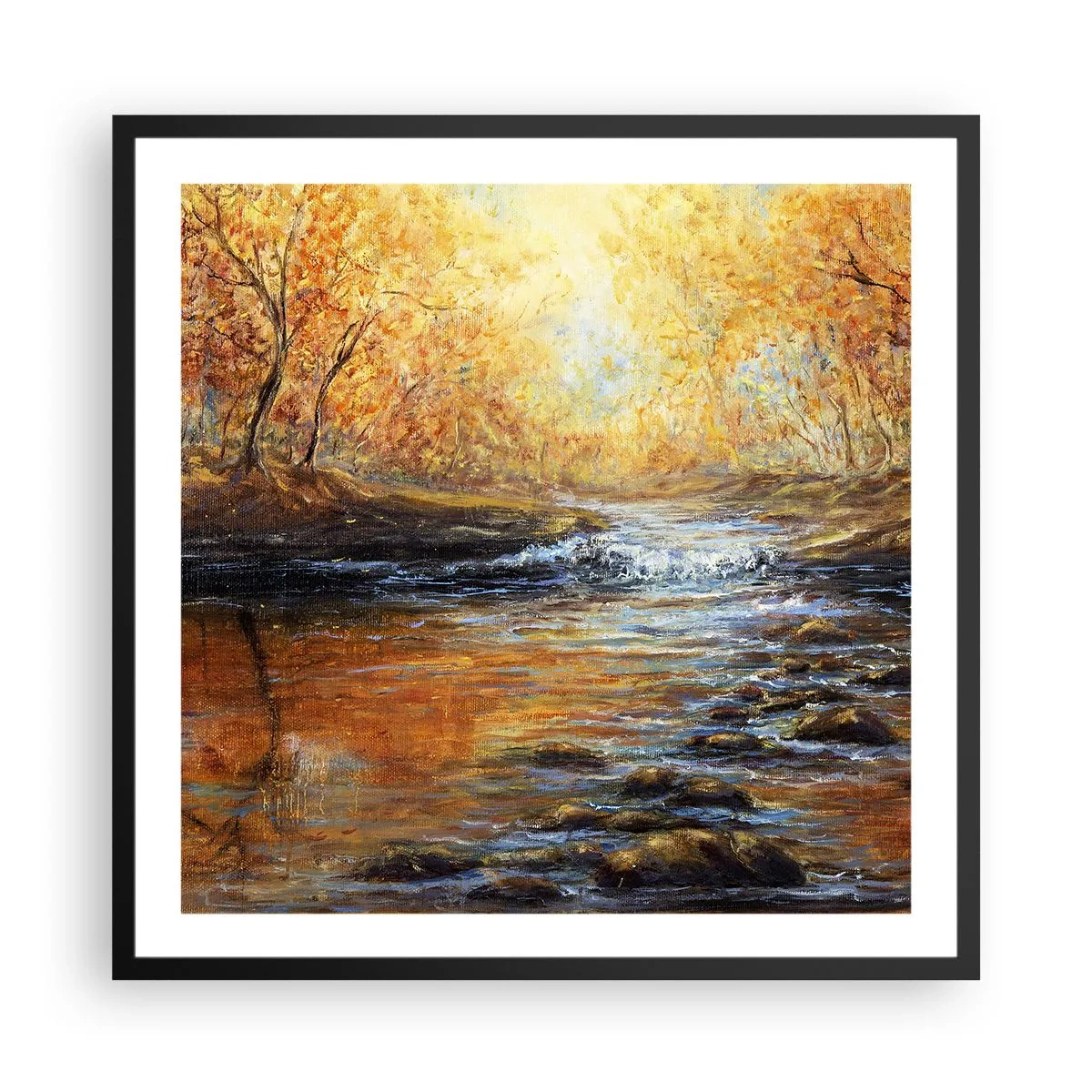 Poster in een zwarte lijst - De gouden stroom - 60x60 cm