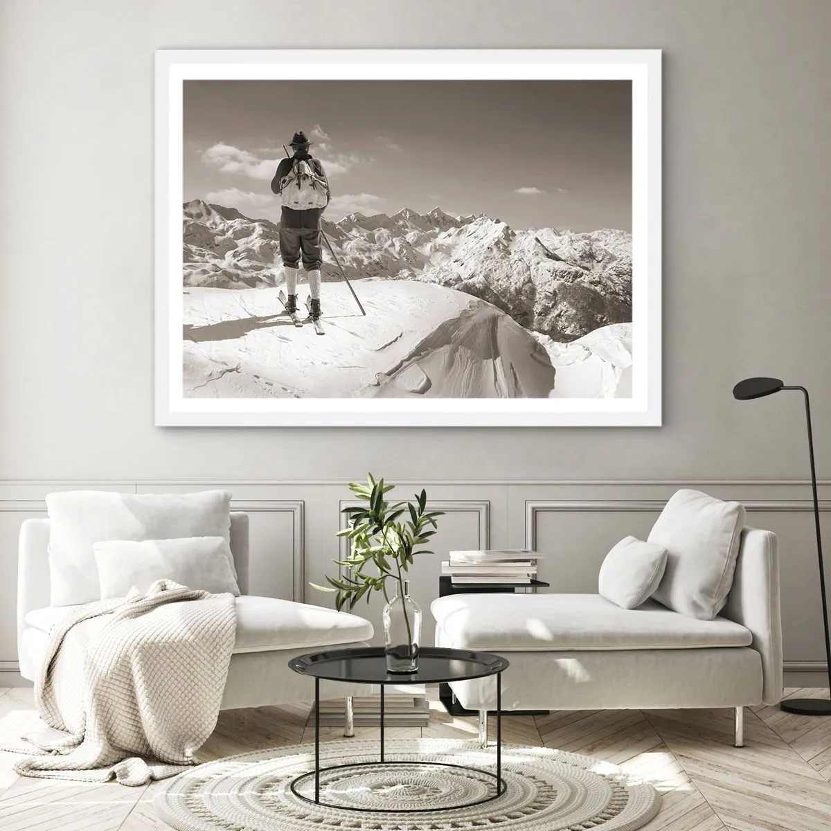 Poster in een witte lijst - En de bergen blijven onveranderd - 100x70 cm