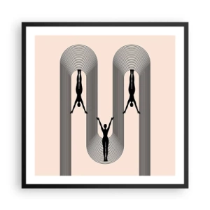 Poster in een zwarte lijst - Op zijn kop - 60x60 cm