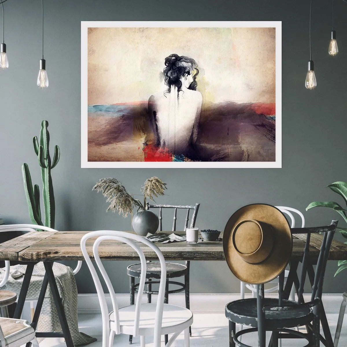 Poster - Vloeiende lijnen, ovale vormen - 50x40 cm