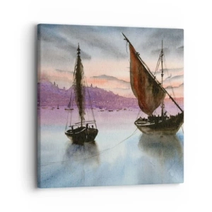 Schilderen op canvas - Avond in de haven - 30x30 cm