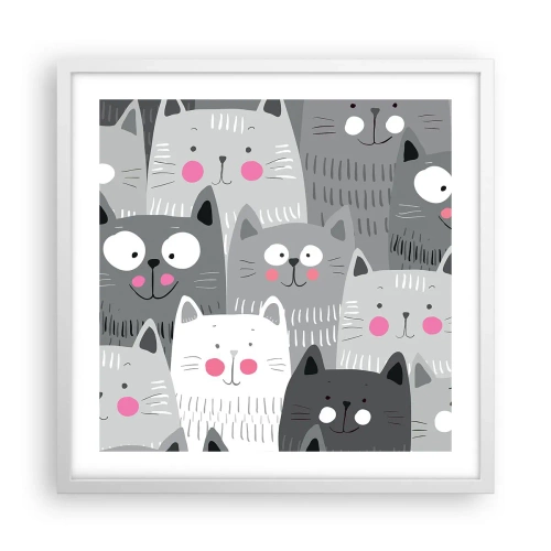 Poster in een witte lijst - De wereld van de kat - 50x50 cm