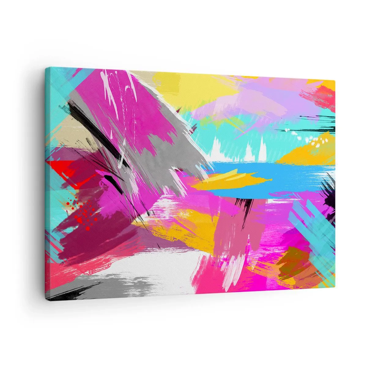Schilderen op canvas - Dynamische abstractie in intense kleuren - 70x50cm - Man, man, man en weer man - Moderne wanddecoratie voor woonkamer en slaapkamer ARTTOR