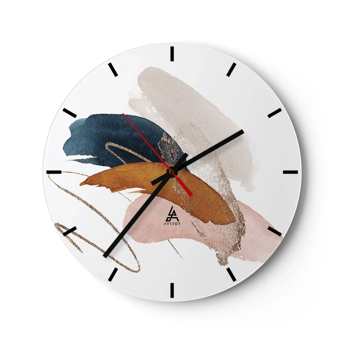 Wandklok - Klok - Kleurrijke penseelstreken op een witte achtergrond in een artistieke stijl - 30x30cm - Gevleugelde compositie - Moderne wanddecoratie voor woonkamer, keuken en slaapkamer ARTTOR