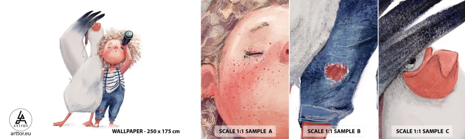 Fotobehang Monster Zelfklevend Deluxe Sticker - Een geweldige reisroute - Voor kinderen, Vriendschap, Meisje - 100x30 cm