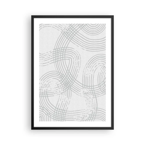 Poster in een zwarte lijst - Een minimalistische compositie van abstracte lijnen op een lichte achtergrond. - 50x70cm - Er is geen rechte weg - Moderne wanddecoratie voor woonkamer en slaapkamer ARTTOR