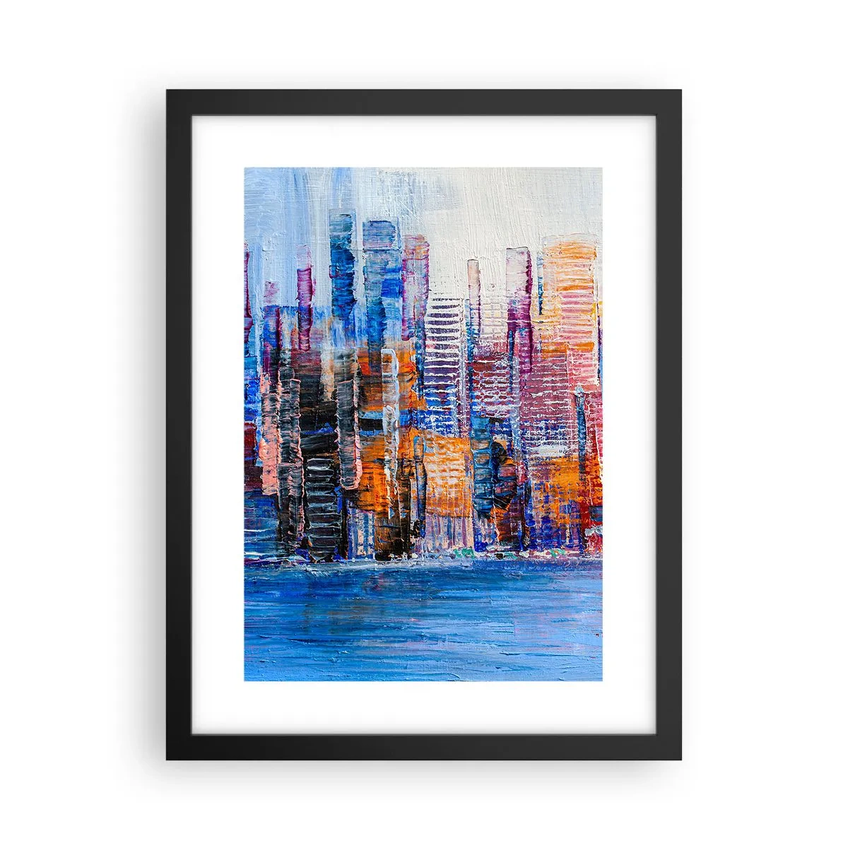 Poster in een zwarte lijst - Een vrolijke metropool - 30x40 cm
