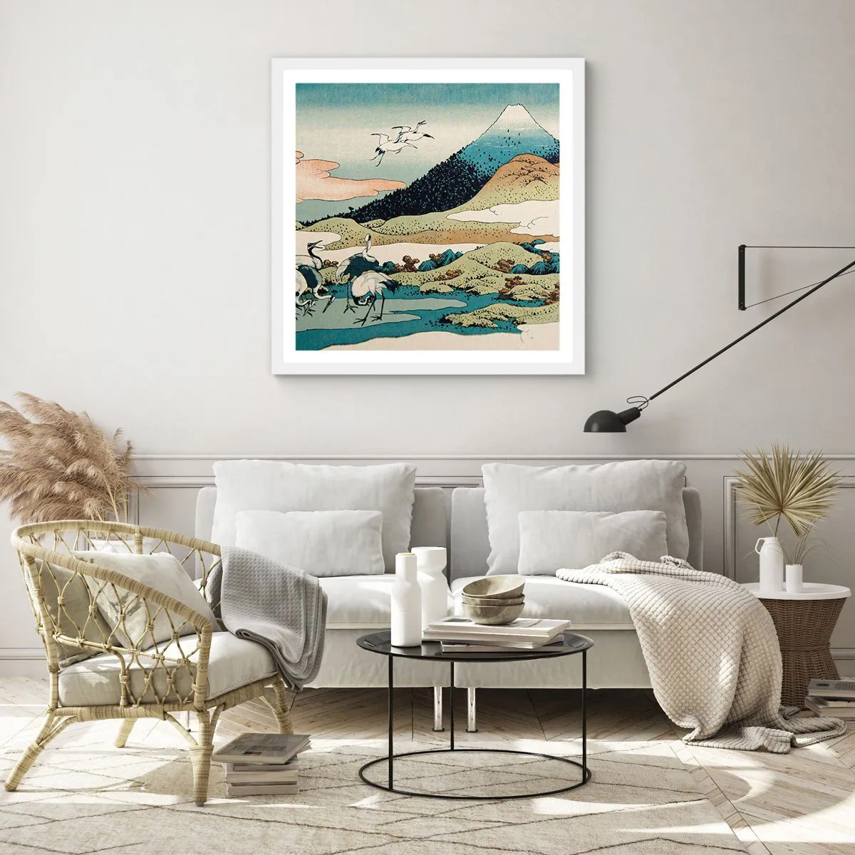 Poster in een witte lijst - In de Japanse geest - 60x60 cm