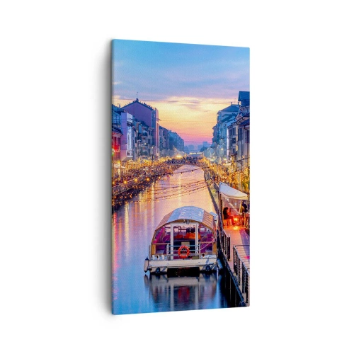 Schilderen op canvas - Een avond vol licht en plezier - 45x80 cm