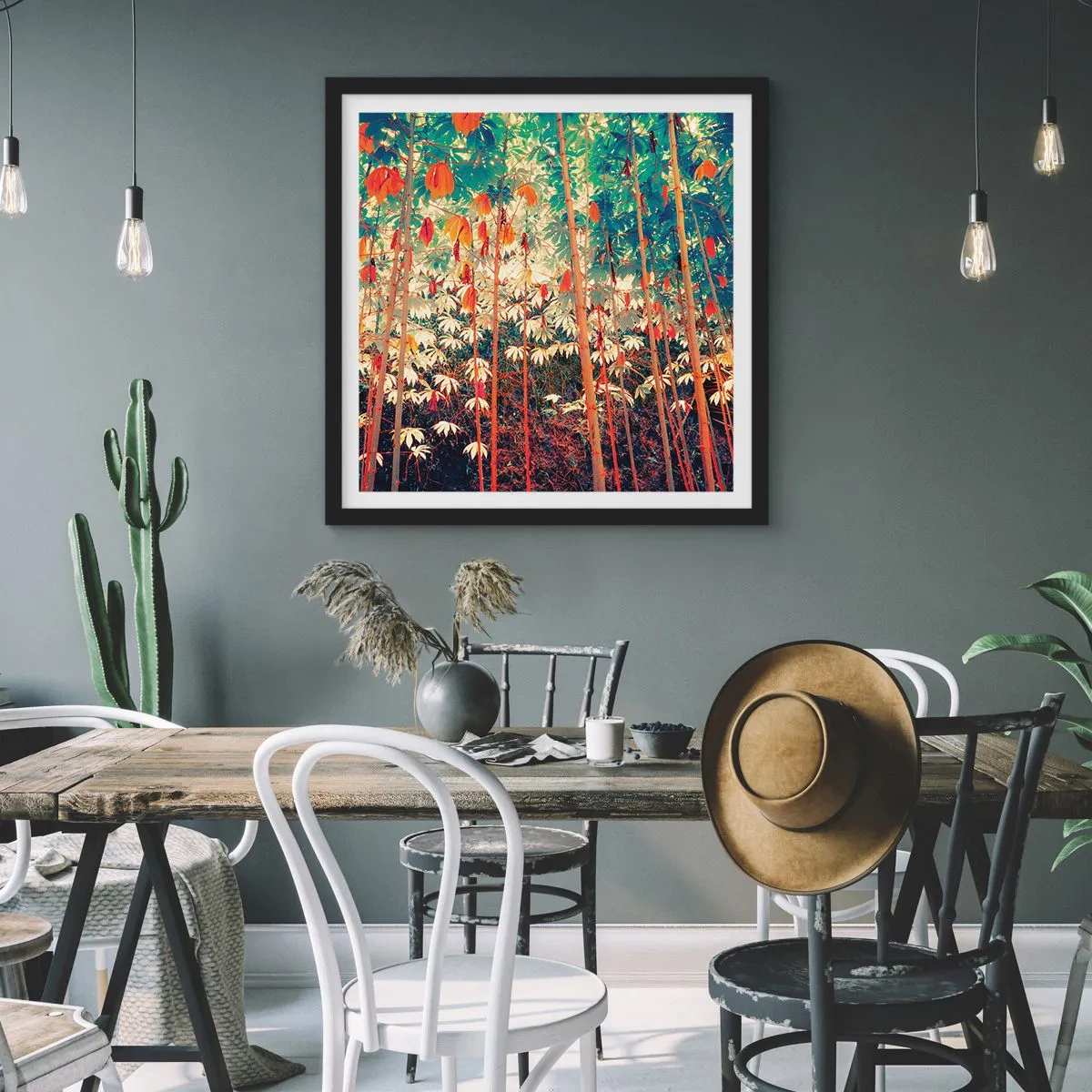 Poster in een zwarte lijst - Het geheime leven van de bladeren - 60x60 cm