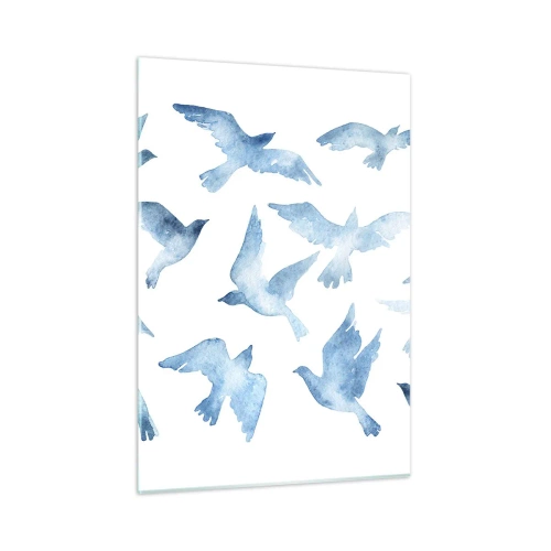 Schilderen op glas - Blauwe vogels - 50x70 cm