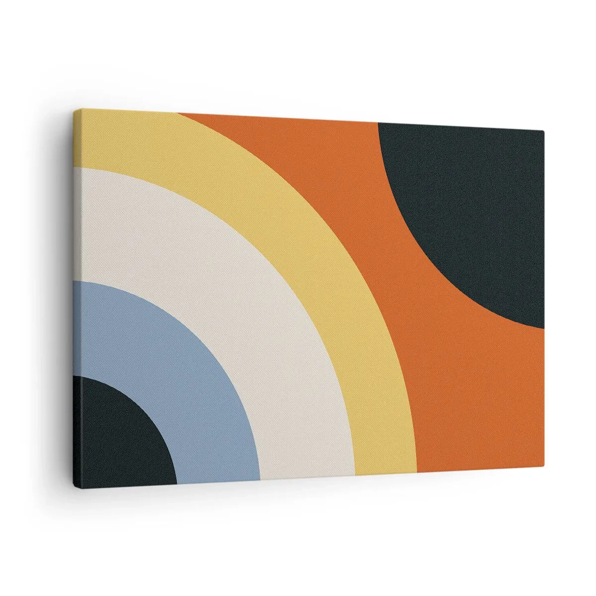 Schilderen op canvas - Abstract kunstwerk met kleurrijke bogen en contrasterende cirkels - 70x50cm - Naar mezelf toe - Moderne wanddecoratie voor woonkamer en slaapkamer ARTTOR