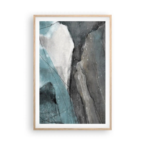 Een poster in een licht eiken lijst - Abstractie: rotsen en ijs - 61x91 cm