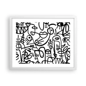 Poster in een witte lijst - Gezichten en luchtspiegelingen - 50x40 cm