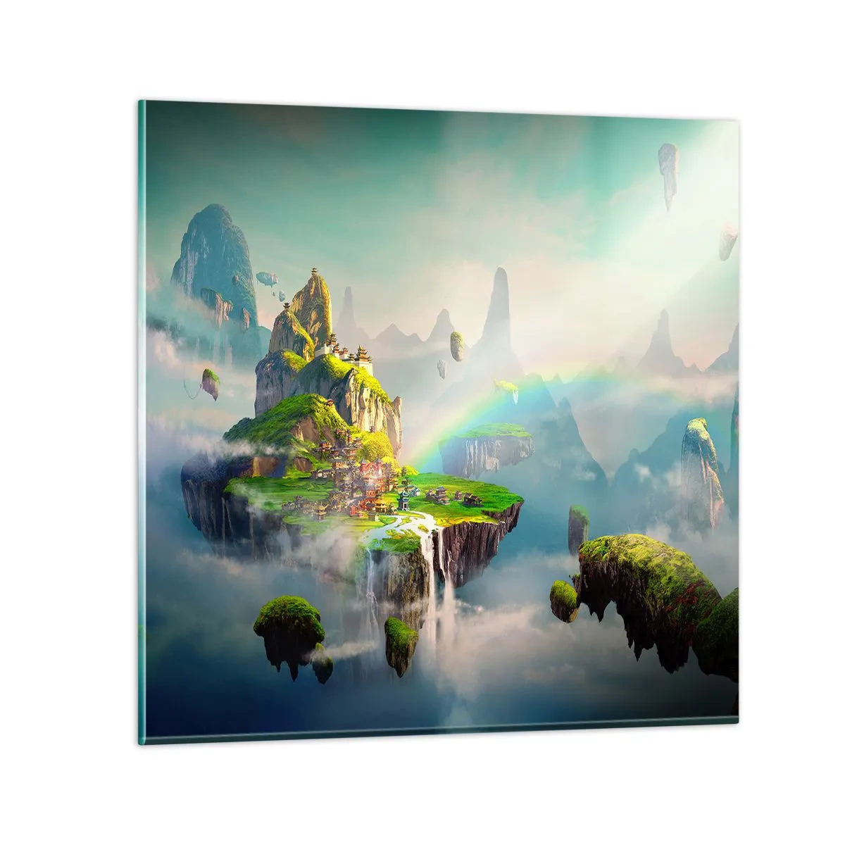 Schilderen op glas - Midden in de lucht - gelukkige eilanden - 70x70 cm