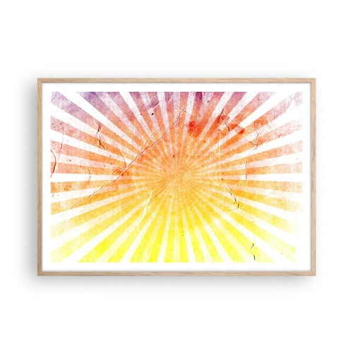 Een poster in een licht eiken lijst - Zonsopgangen en zonsondergangen - 100x70 cm