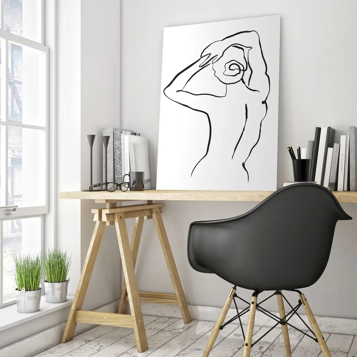Schilderen op glas - Naakt in de ochtend - 50x70 cm