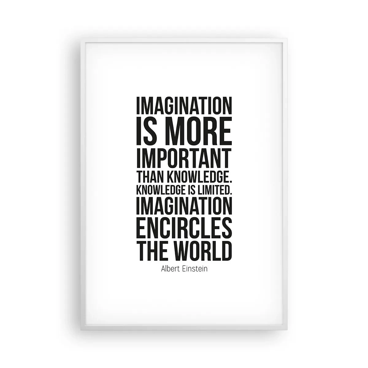 Poster in een witte lijst - Einstein over de kracht van verbeelding - 70x100 cm