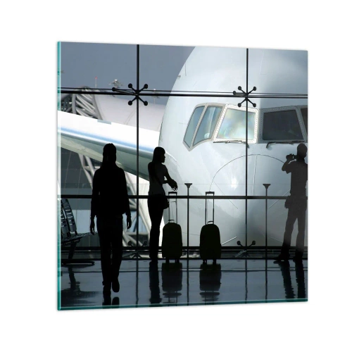 Schilderen op glas - Vis a vis op de luchthaven - 30x30 cm