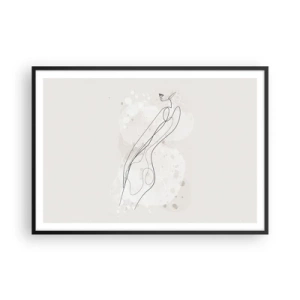 Poster in een zwarte lijst - De blik dwaalt af - 100x70 cm