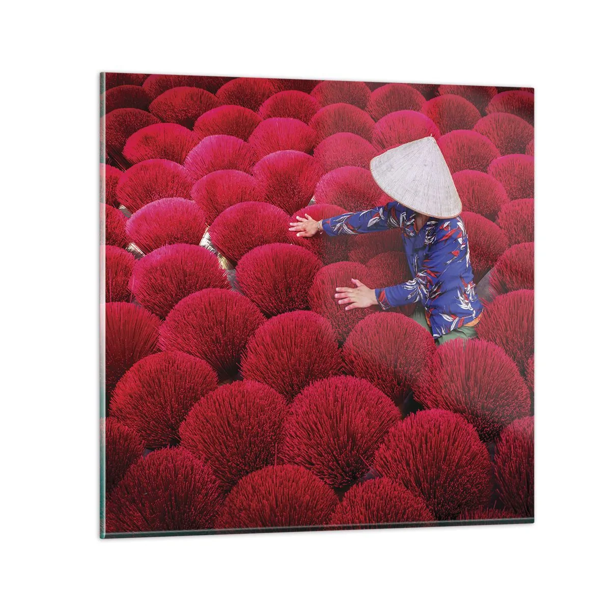 Schilderen op glas - In het rijstveld - 50x50 cm